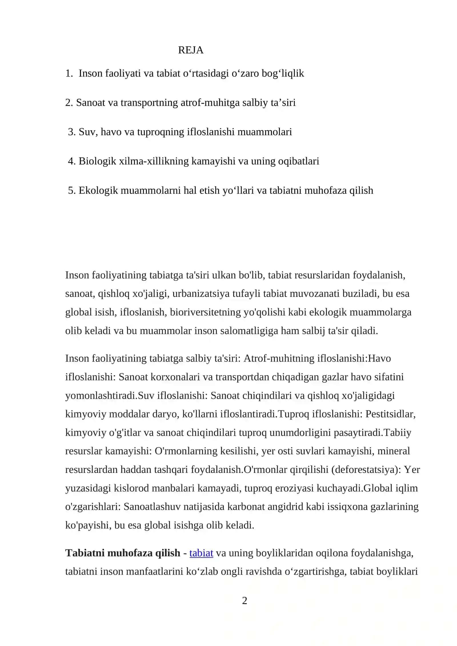 INSON FOLIYATINING TABIATGA TASIRI VA EKOLOGIK MUOMOLAR 2