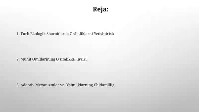 Turli Ekologik Sharoitlarda O'simliklarni Yetishtirish 2