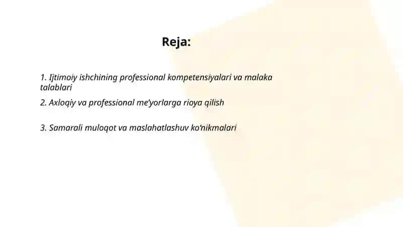 Ijtimoiy ishchi kasbining zamonaviy talablari 2