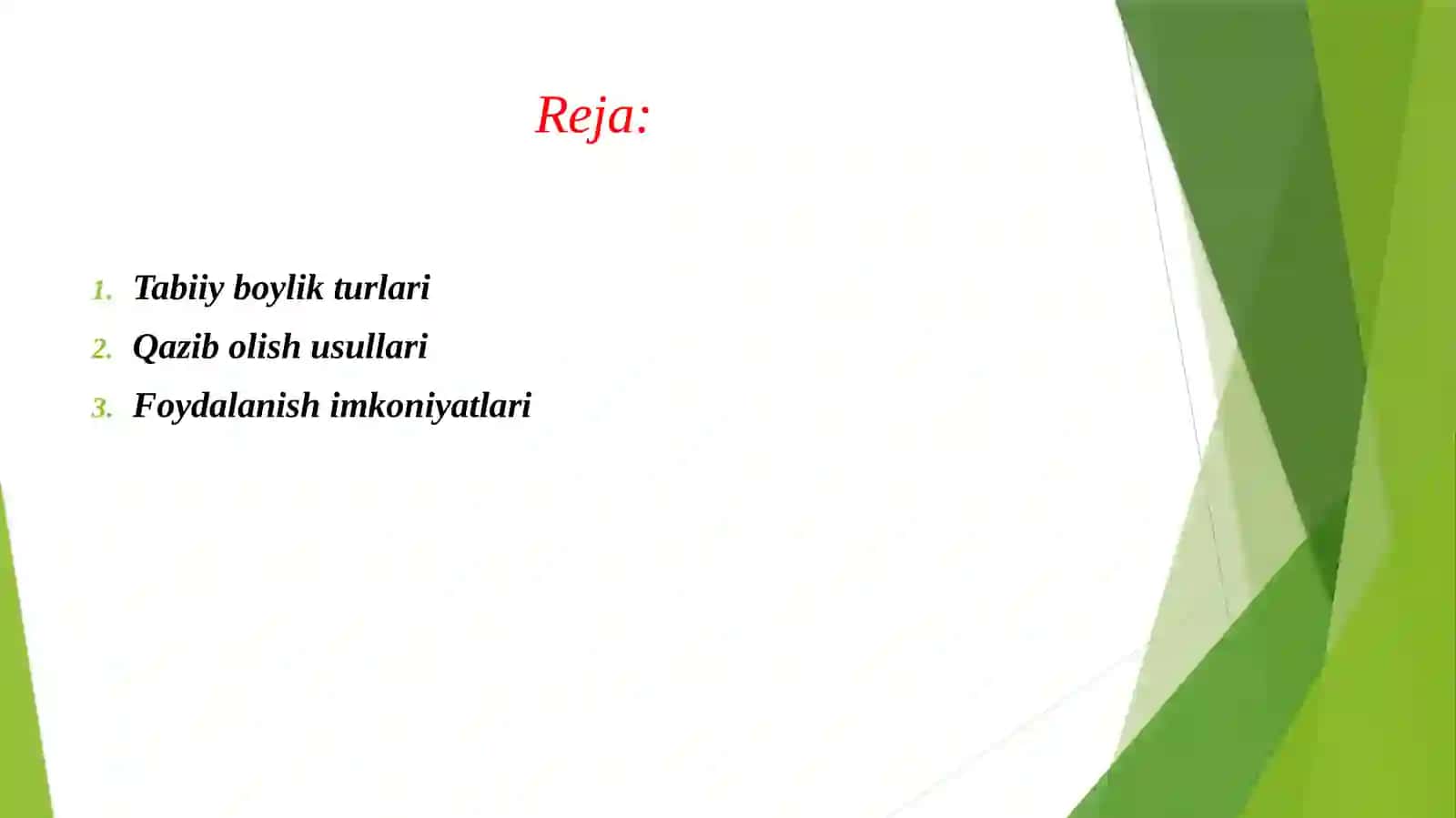 TABIIY BOYLIKLARNI QAZIB OLISH VA ULARDAN FOYDALANISH IMKONIYATLARI 2