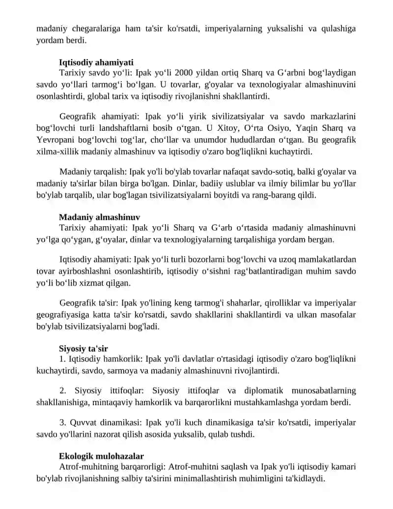 Buyuk Ipak Yo‘Lining Iqtisodiy Geografik Ahamiyatini O’Rganish 2