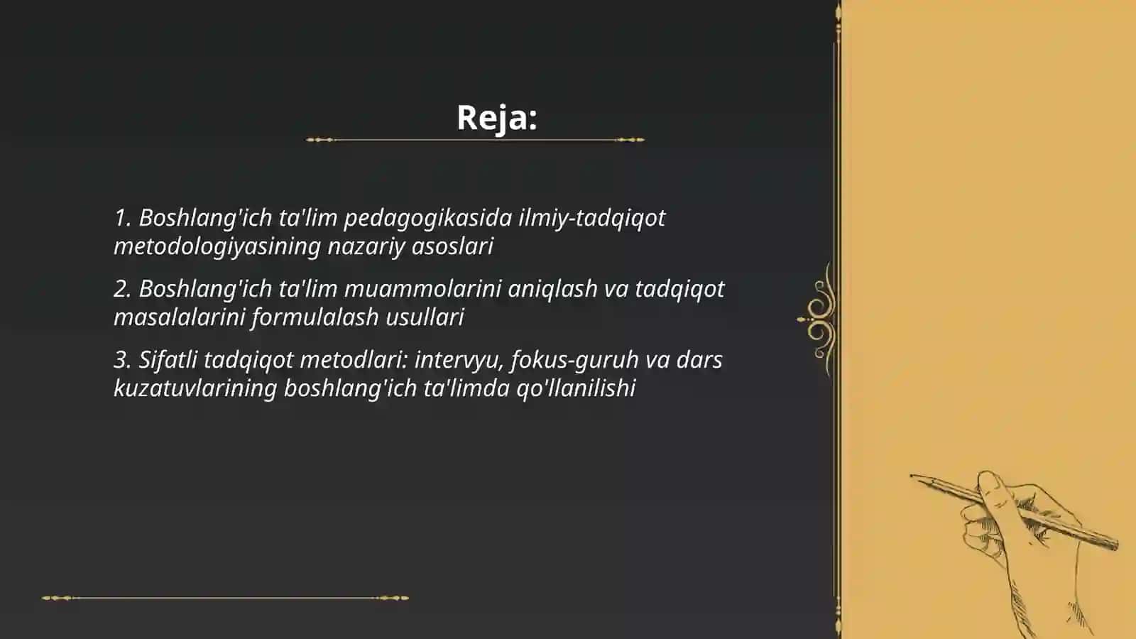 Boshlang'ich ta'lim pedagogikasi fanining ilmiy-pedagogik tadqiqotlar metodologiyasi va tadqiqot metodlari 2