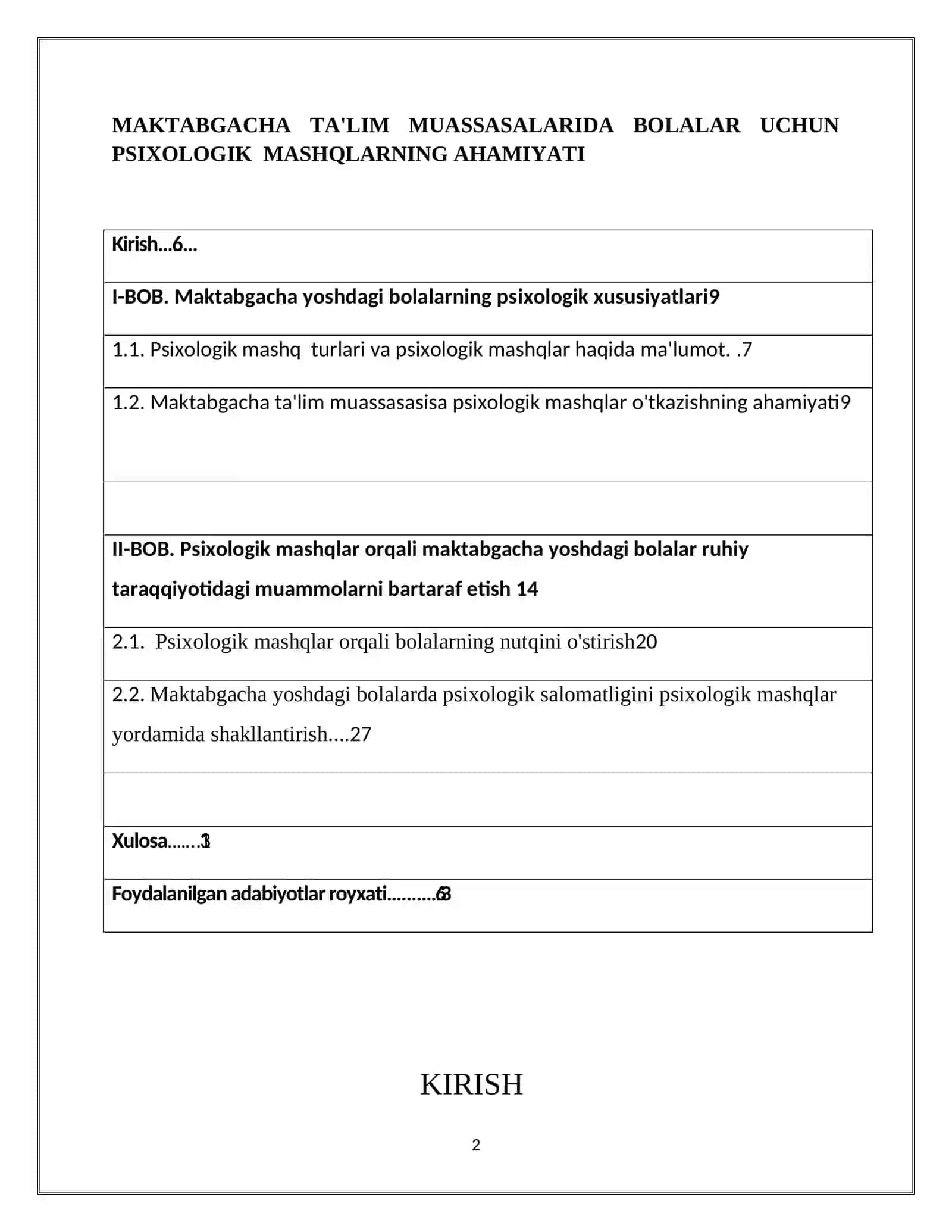 MAKTABGACHA TA'LIM MUASSASALARIDA BOLALAR UCHUN PSIXOLOGIK MASHQLARNING AHAMIYATI 2