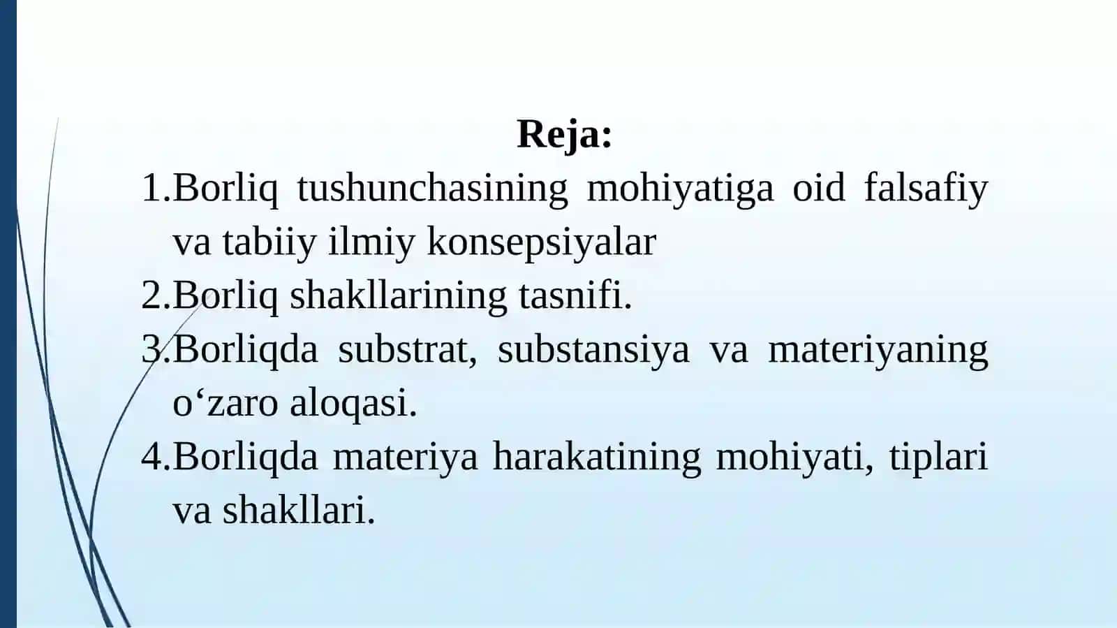 BORLIQ (ONTOLOGIYA) FALSAFASI 2