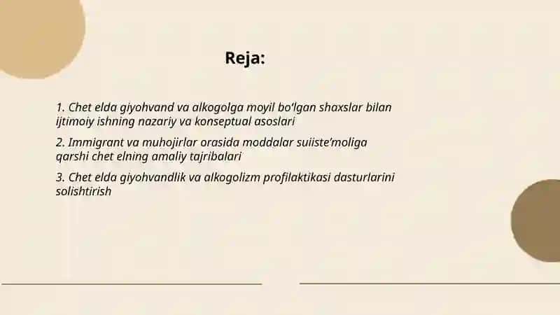 Chet elda giyohvand va alkogolga moyil boʻlgan shaxslar bilan ijtimoiy ish 2
