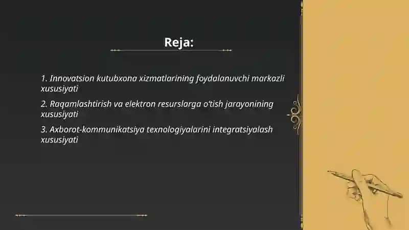 Kutubxonalar innovatikasining xususiyatlari 2