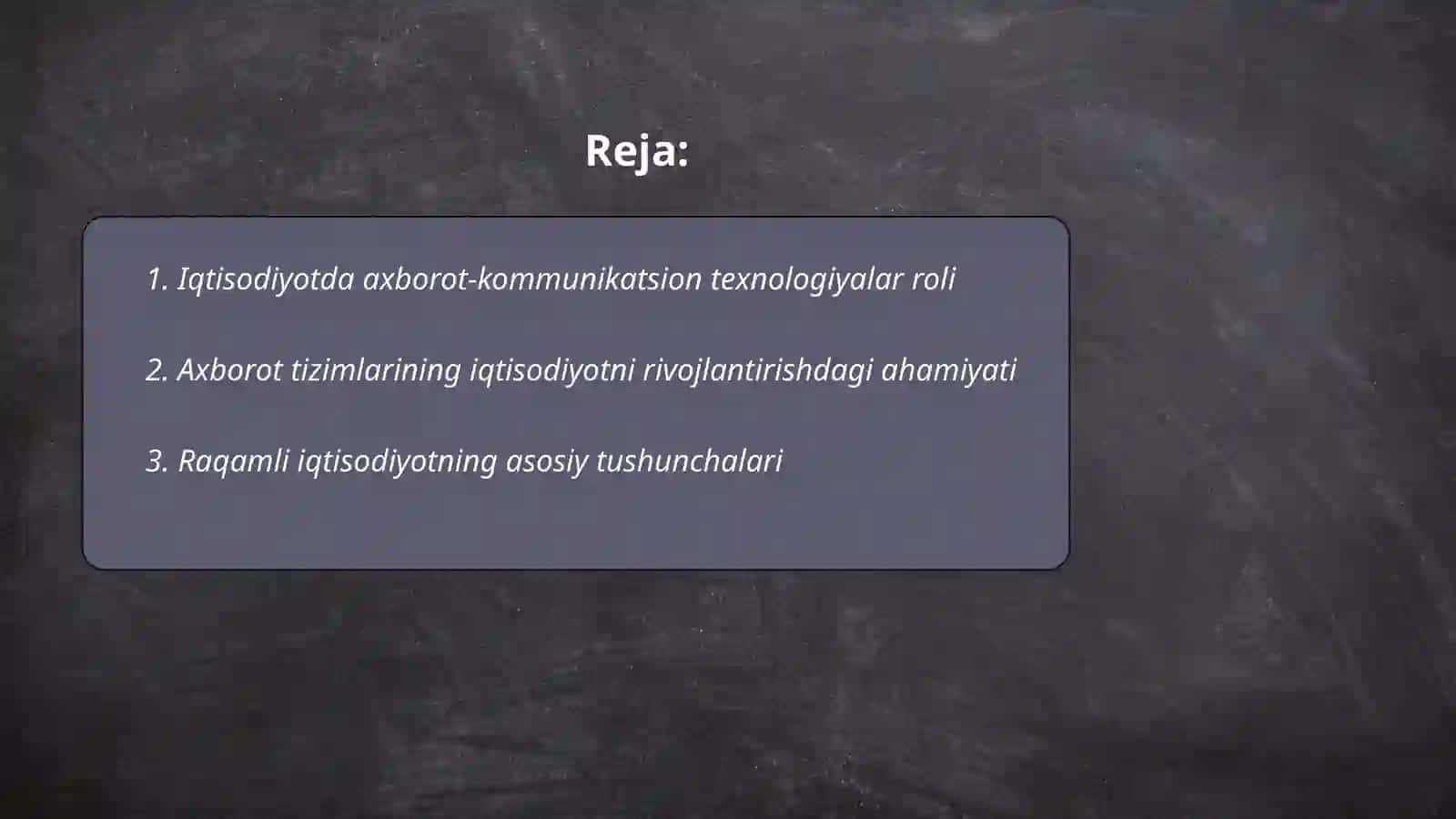 Iqtisodiyota axborot-kammunikatsion texnologiyalar va tizmlar faniga kirish 2