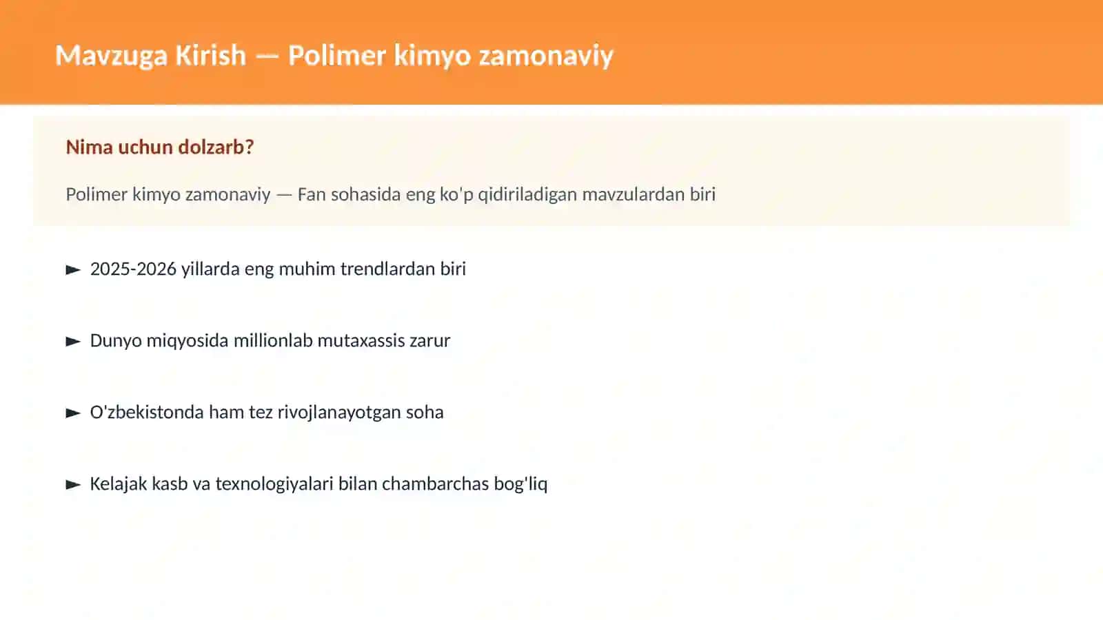 Polimеr kimyo zamonaviy 2