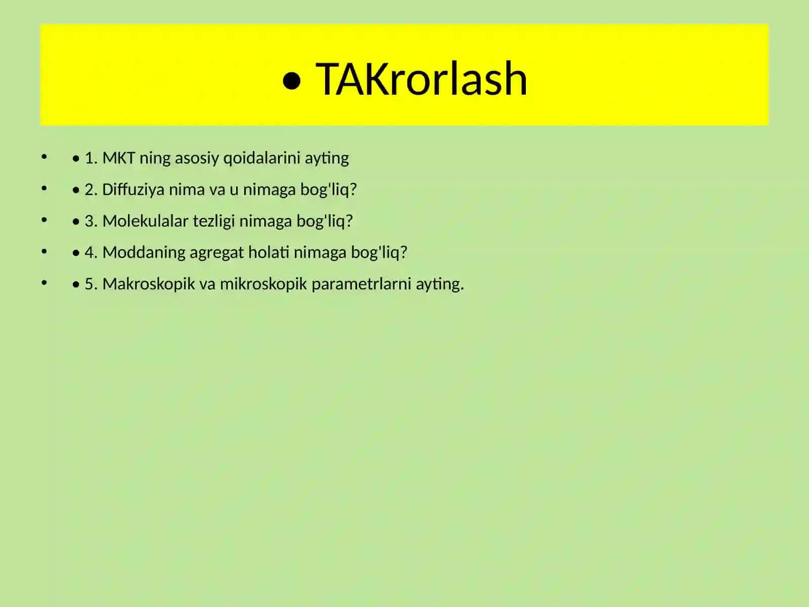 Fizika - Temperatura va issiqlik muvozanati (10-sinf) 2
