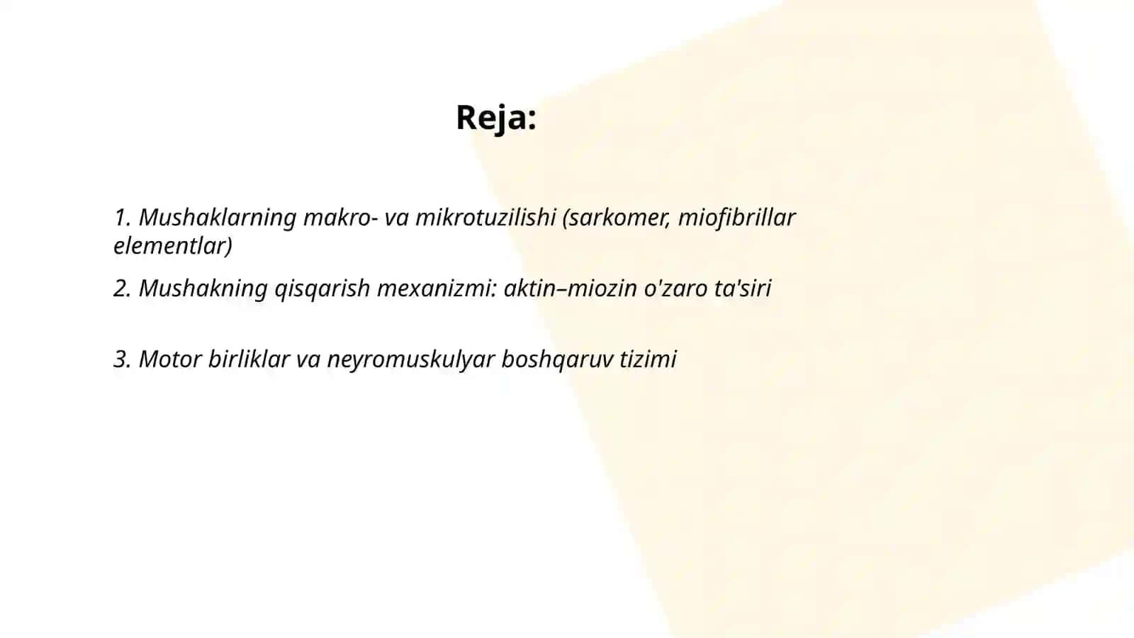 Mushaklarning ishi va biomezanikasi. Lesgaft mushaklar to'g'risida ta'limot 2