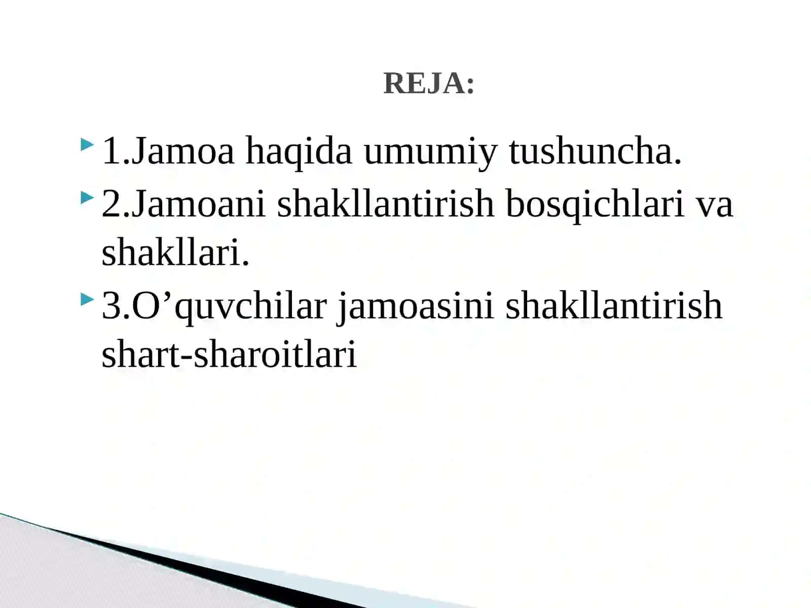 Boshlang’ich sinflarda o’quvchilar jamoasini shakllantirish bosqichlari 2