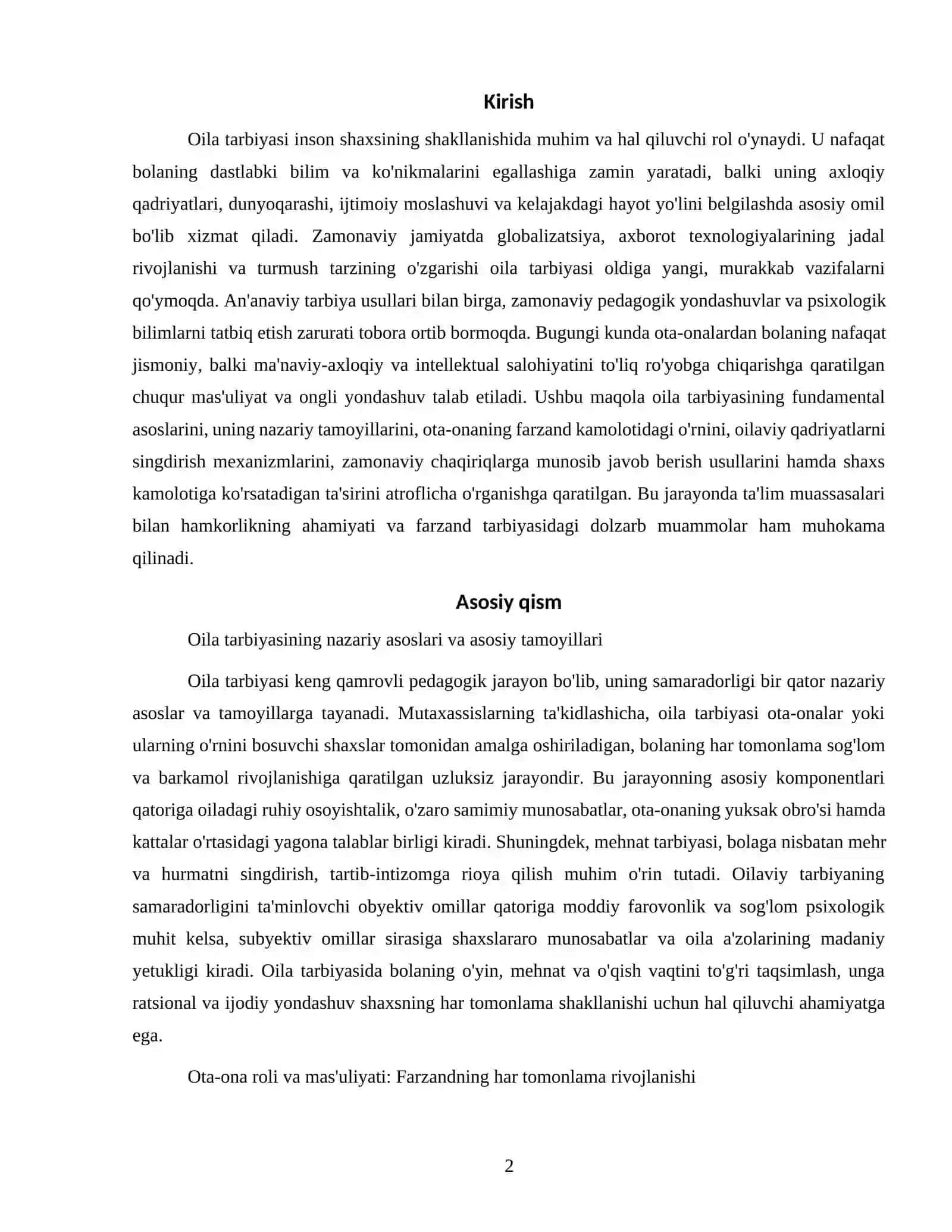 Oila tarbiyasining asoslari 2
