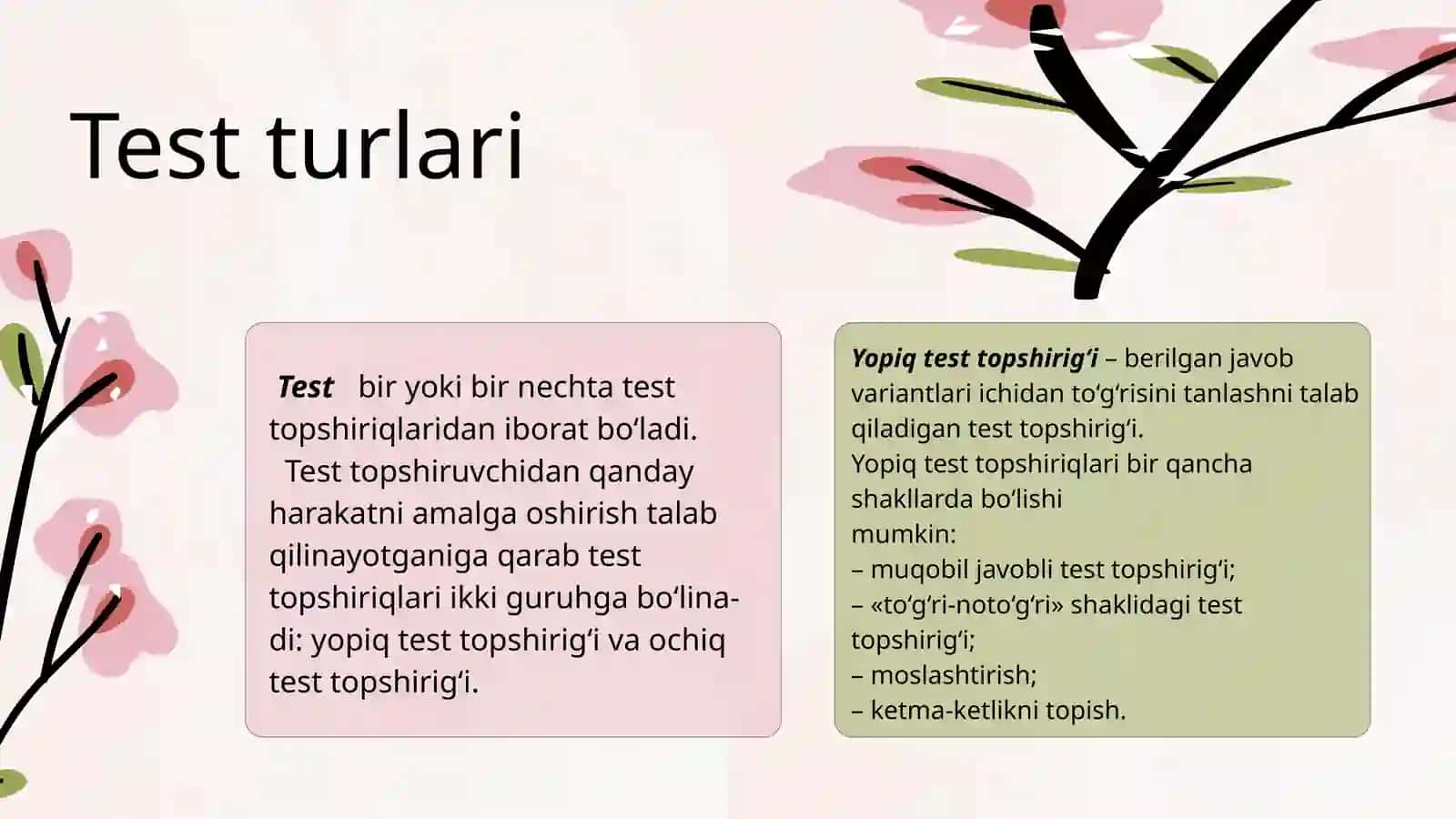 Test turlari 2