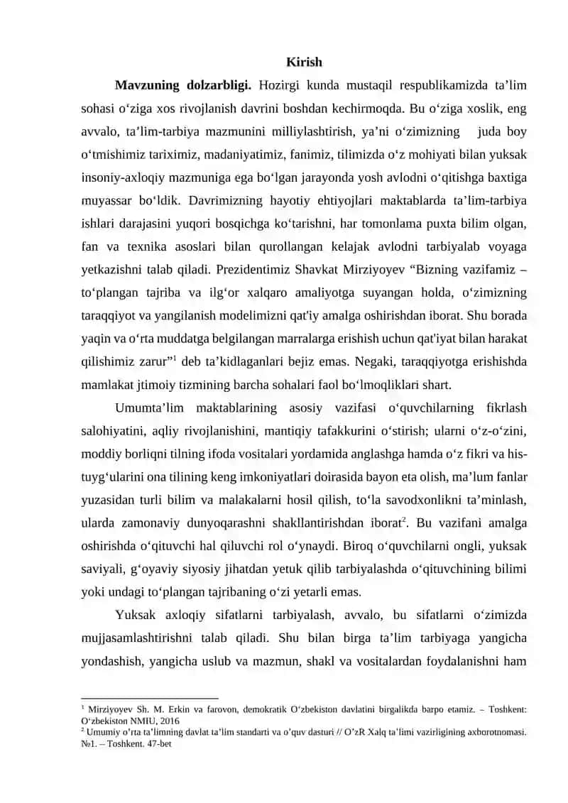 ONA TILIDAN INTEGRATSIYALASHGAN DARSLARNI TASHKIL QILISH METODIKASI 2