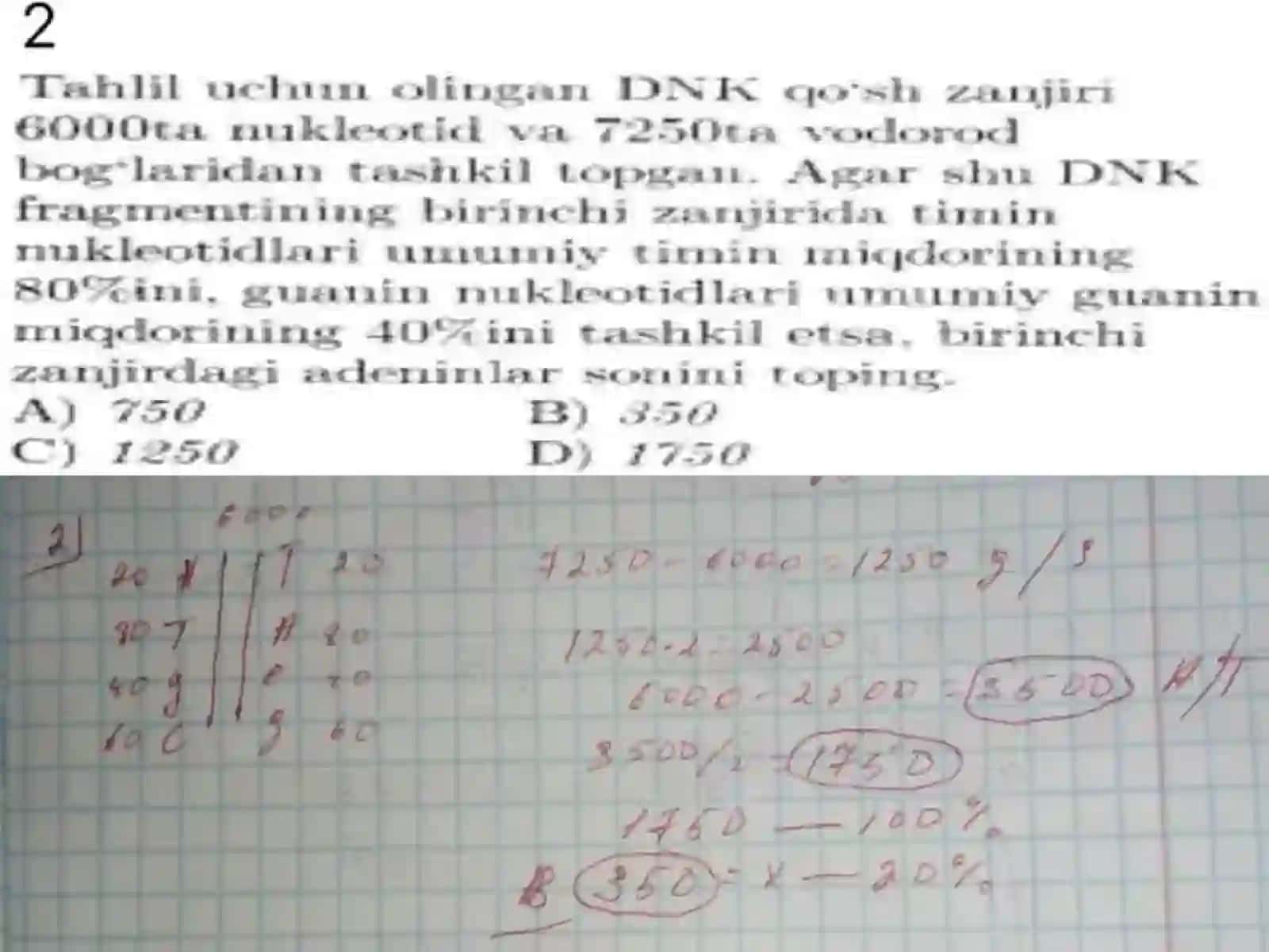 Biologiya fanidan test savollari 2
