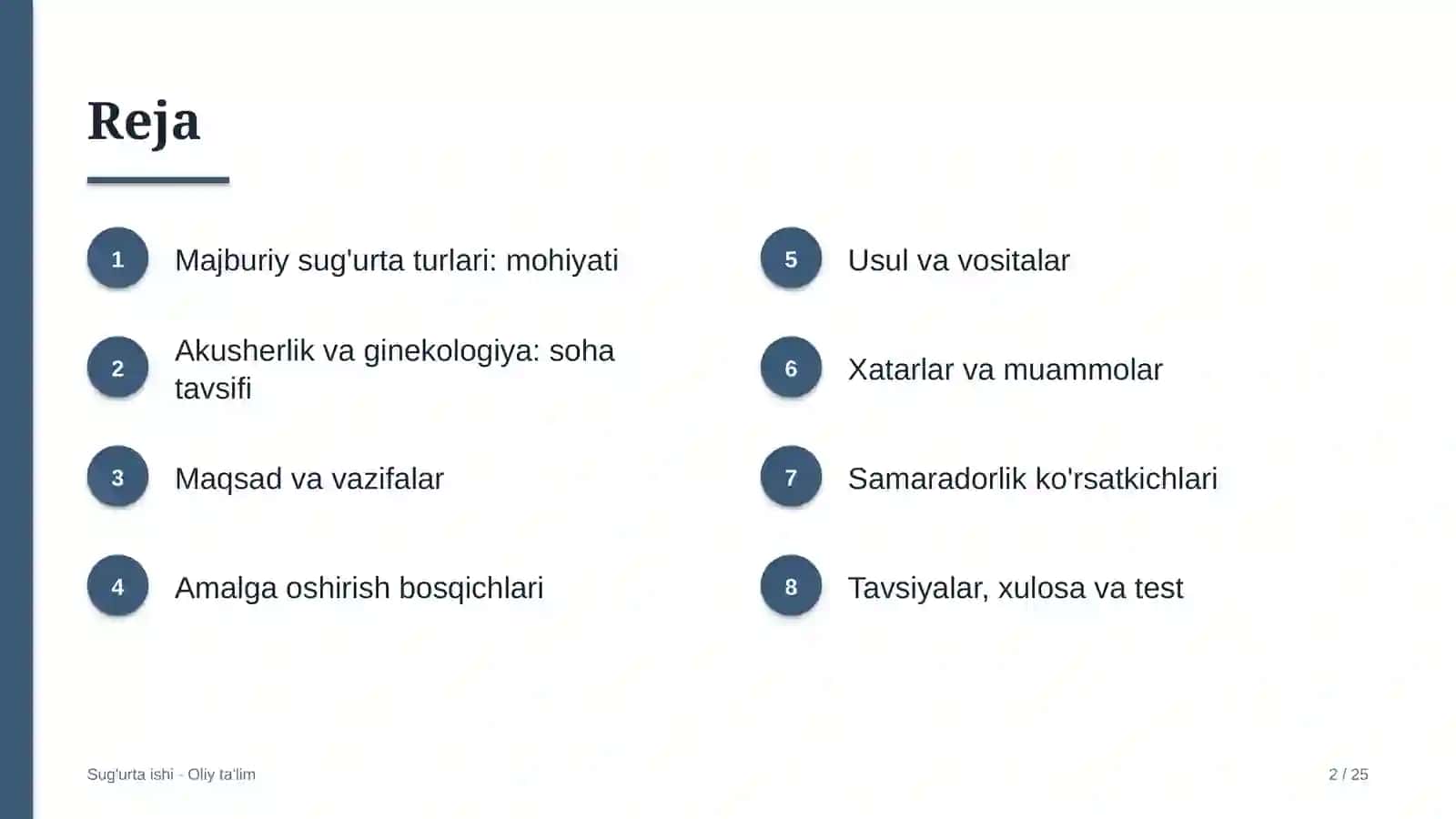 Akusherlik va ginekologiyada majburiy sug'urta turlari 2