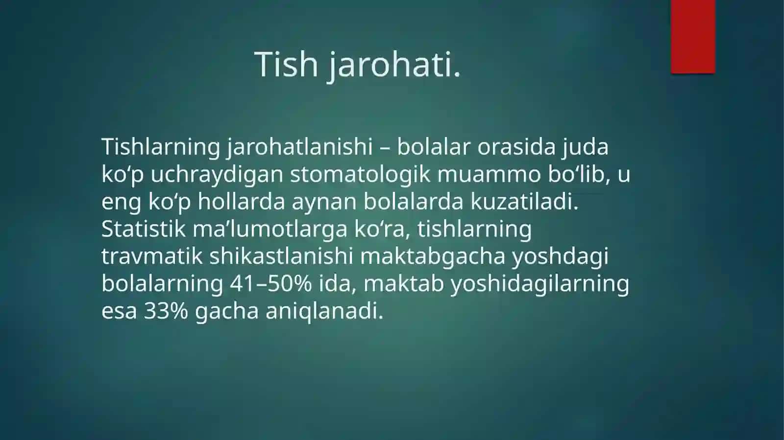 Tish jarohati, giperesteziya 2