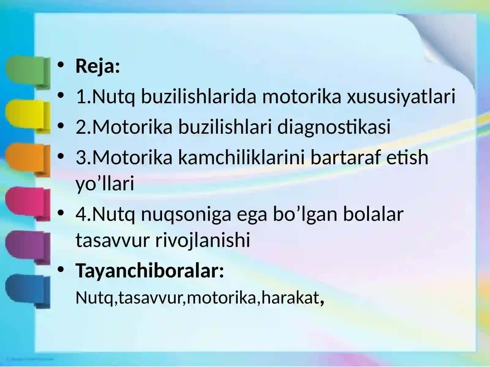 Nutq nuqsoniga ega bolgan bollar motorik xususiyatlar va tasavvur haqida tushuncha 2