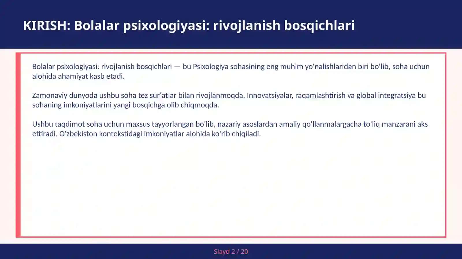 Bolalar psixologiyasi: rivojlanish bosqichlari 2