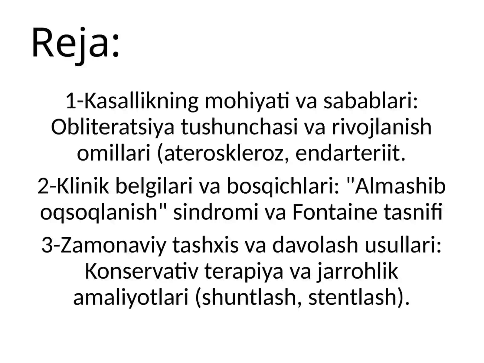 Arterial qon tomirlarni surunkali obliteratsiyasi 2