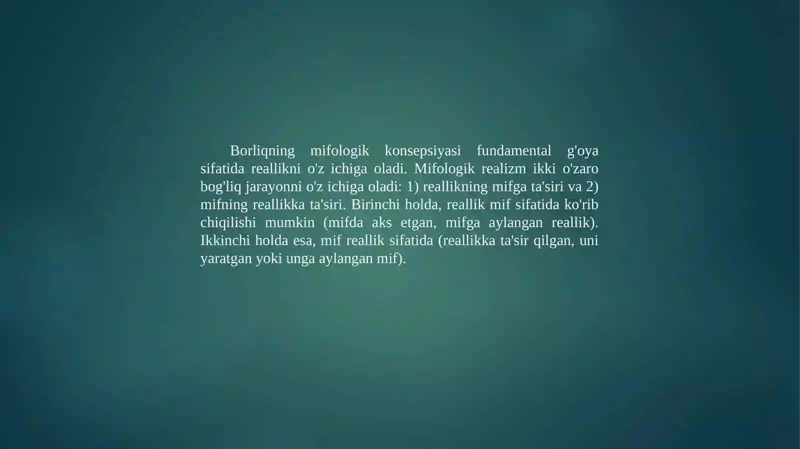 Adabiyotshunoslik - Adabiyotda miforealizm yo'nalishi 2