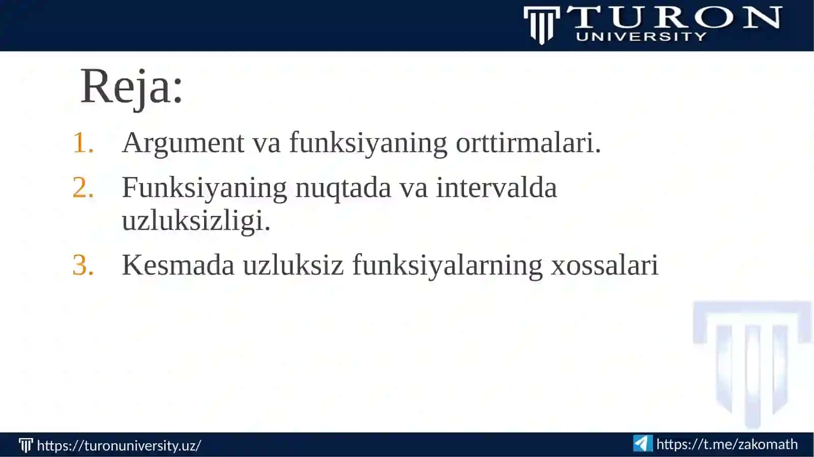FUNKSIYA UZLUKSIZLIGI 2