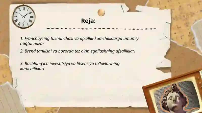 Franchayzing asosida faoliyat yuritishning afzallik va kamchiliklari 2
