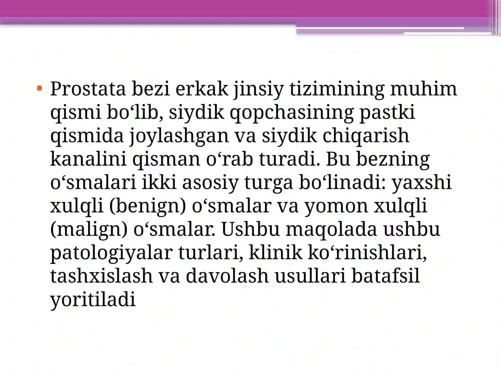 Prostata bezi o’smalari 2