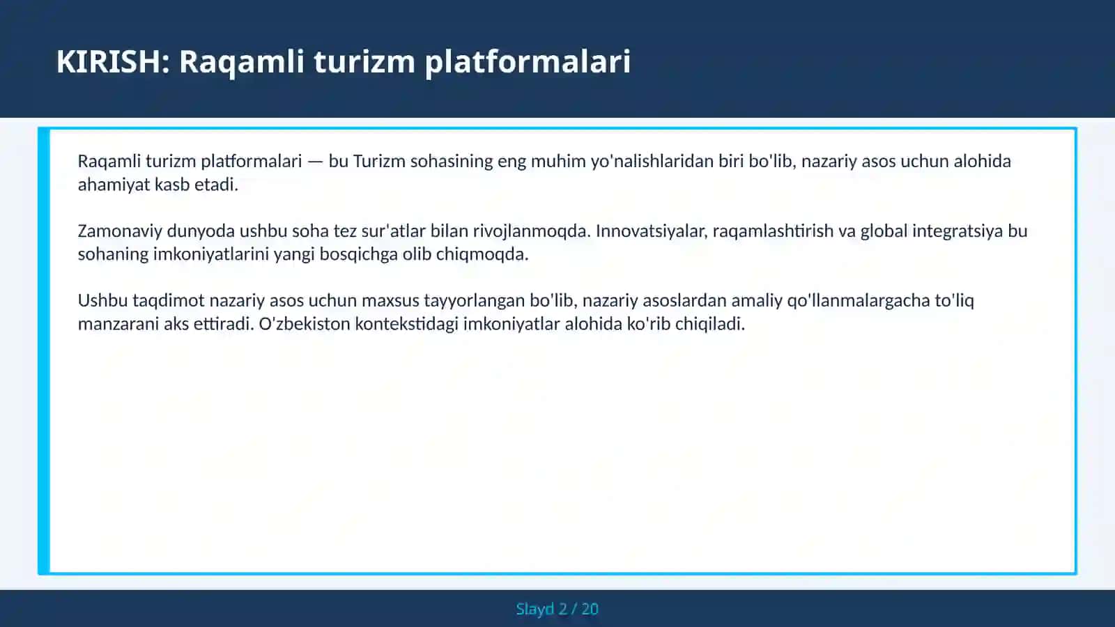 RAQAMLI TURIZM PLATFORMALARI 2