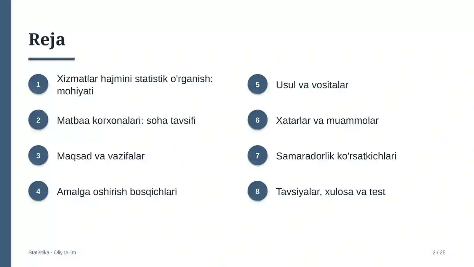 matbaa korxonalarida xizmatlar hajmini statistik o'rganish 2320 2
