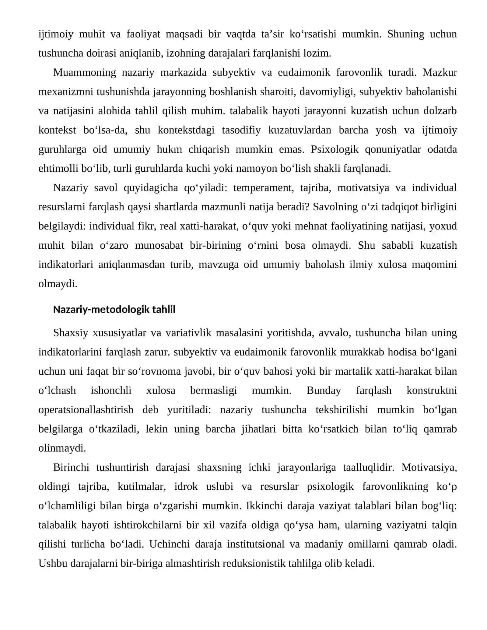 PSIXOLOGIK FAROVONLIKNING KO‘P O‘LCHAMLILIGI — INDIVIDUAL FARQLARI 2