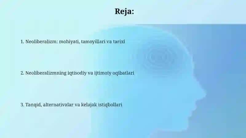 Neoliberalizm g’oyalarining mohiyati va ahamiyati 2
