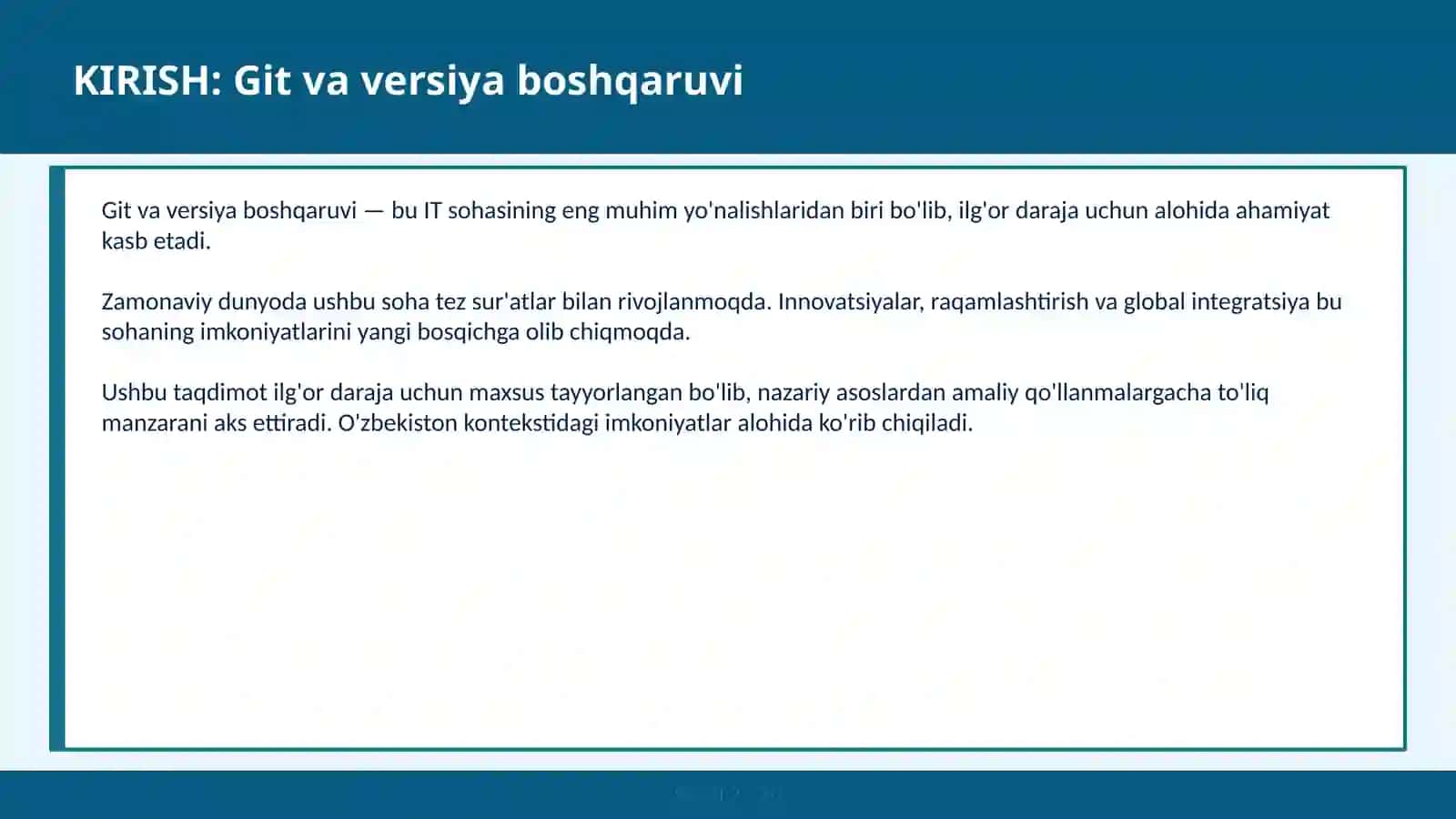GIT VA VERSIYA BOSHQARUVI 2