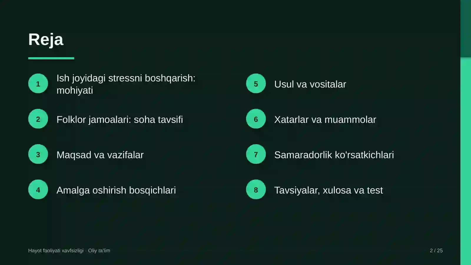Folklor jamoalarida ish joyidagi stressni boshqarish 2