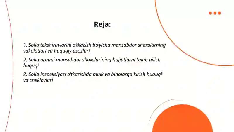 Soliq tekshiruvlarini o’tkazishda soliq organlari mansabdor shaxslarining huquq va majburiyatlari 2