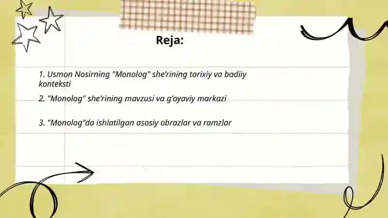 "Monolog" sheʼri yod olish va tahlil qilish 2