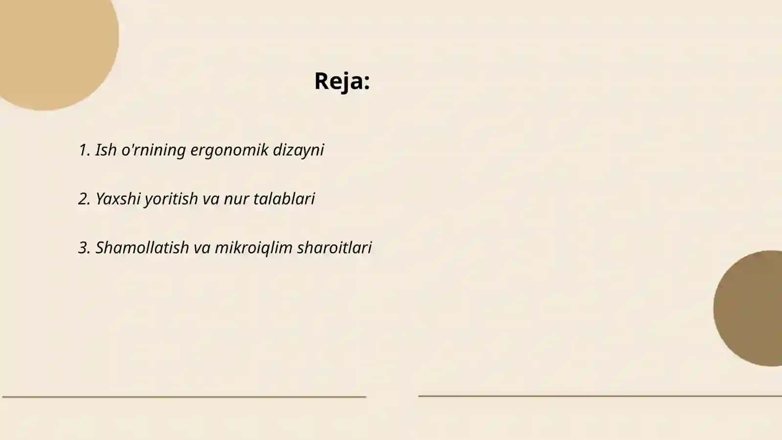 Ish o'rnini tashkillashtirishning talablari 2