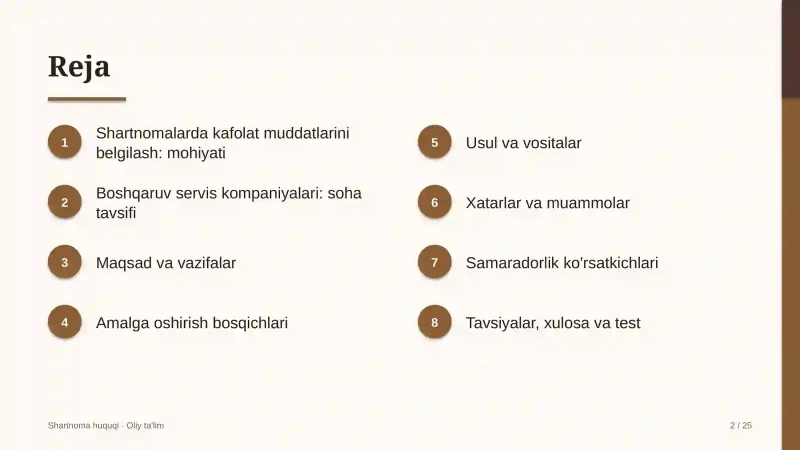 Boshqaruv servis kompaniyalarida shartnomalarda kafolat muddatlarini belgilash 2