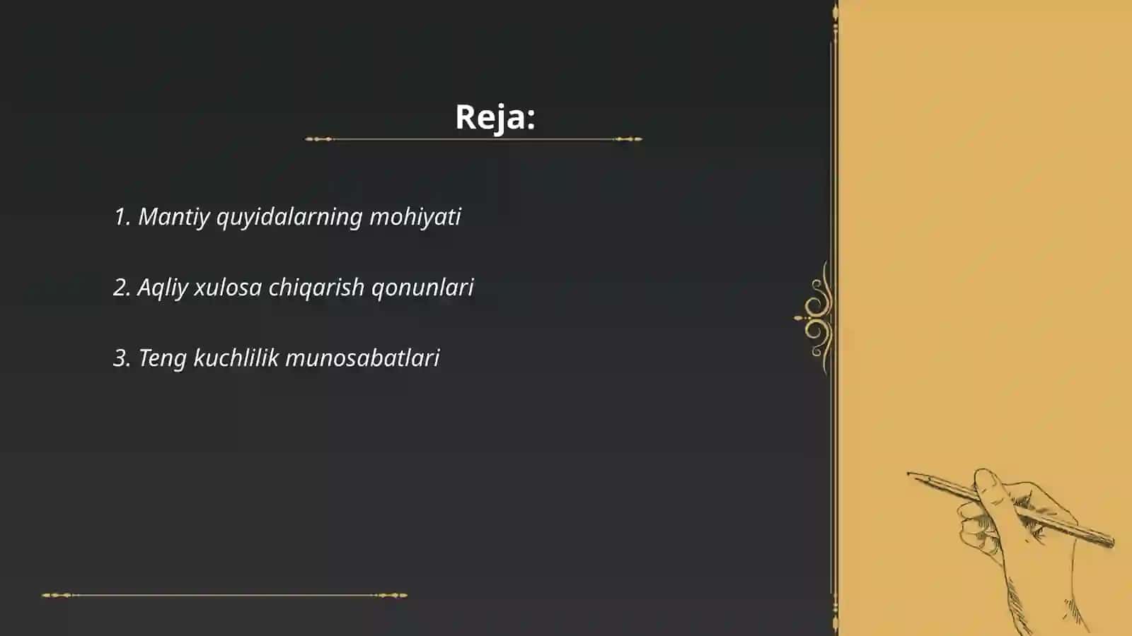 Mantiqiy amallarning qonunlari. Mantiqiy kelib chiqishlik va tenkuchlilik munosabatlari 2