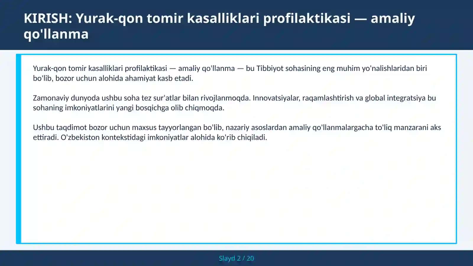 Yurak-qon tomir kasalliklari profilaktikasi — amaliy qo'llanma 2