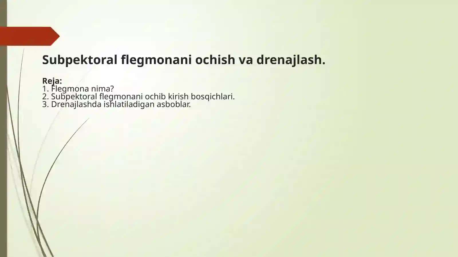 Subpektoral flegmonani ochish va drenajlash 2