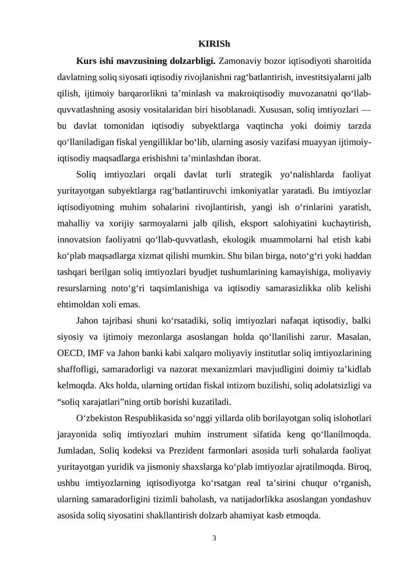 Soliq imtiyozlarining iqtisodiy samaradorligi / SOLIQ IMTIYOZLARINING NAZARIY ASOSLARI VA IQTISODIY MOHIYATI 2