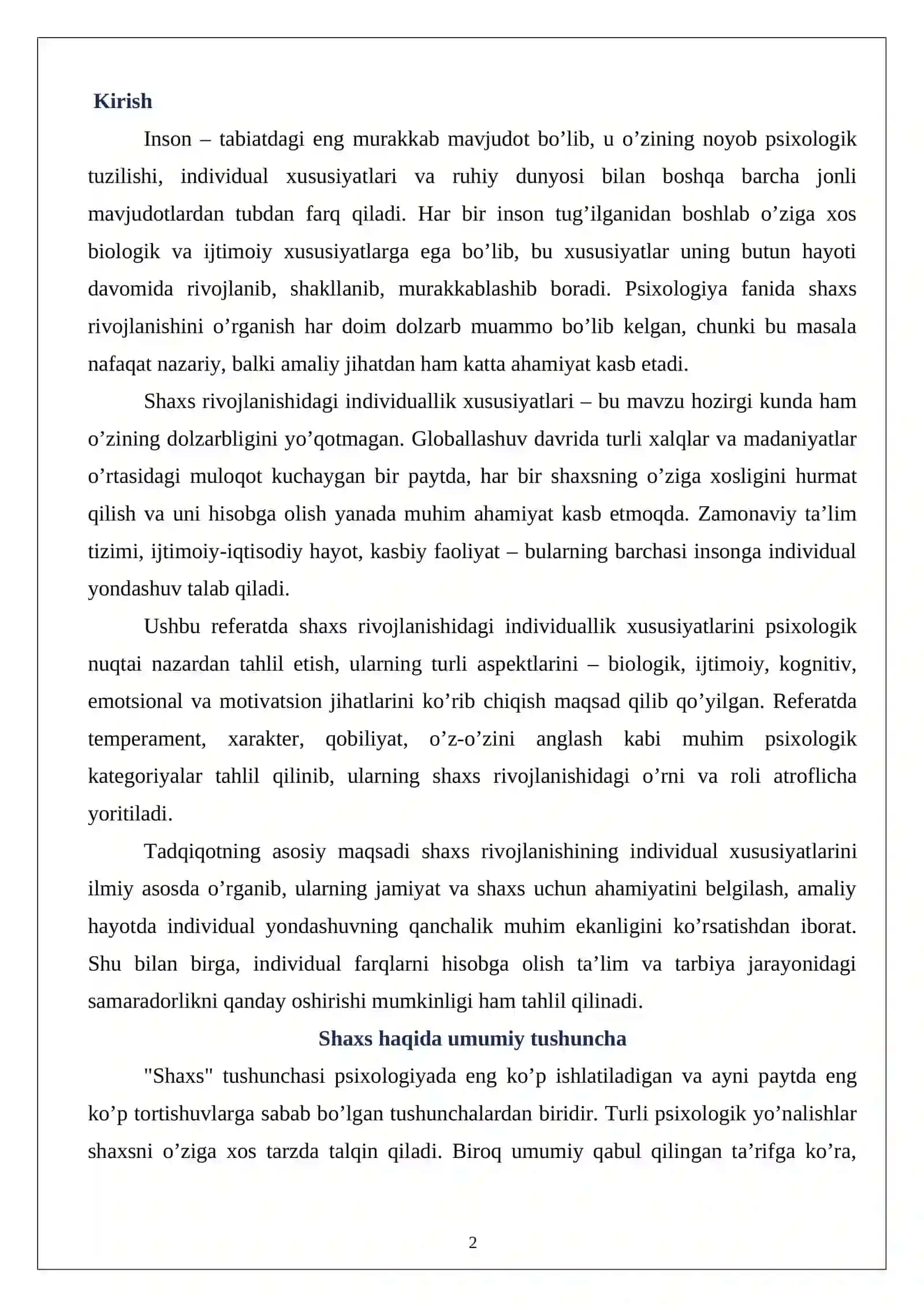Shaxs rivojlanishining individuallik xususiyatlari va ularning roli 2