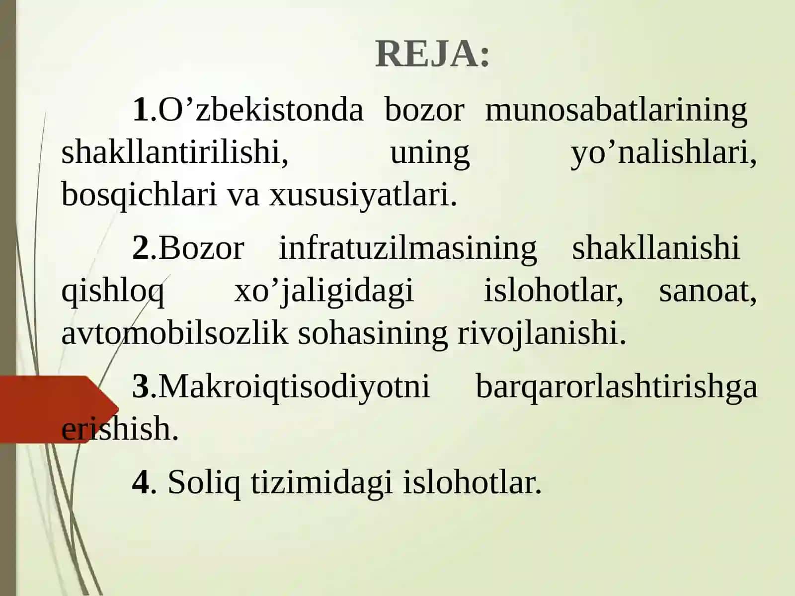 MUSTAQILLIK YILLARIDA O‘ZBEKISTONDAGI IQTISODIY ISLOHOTLAR 2