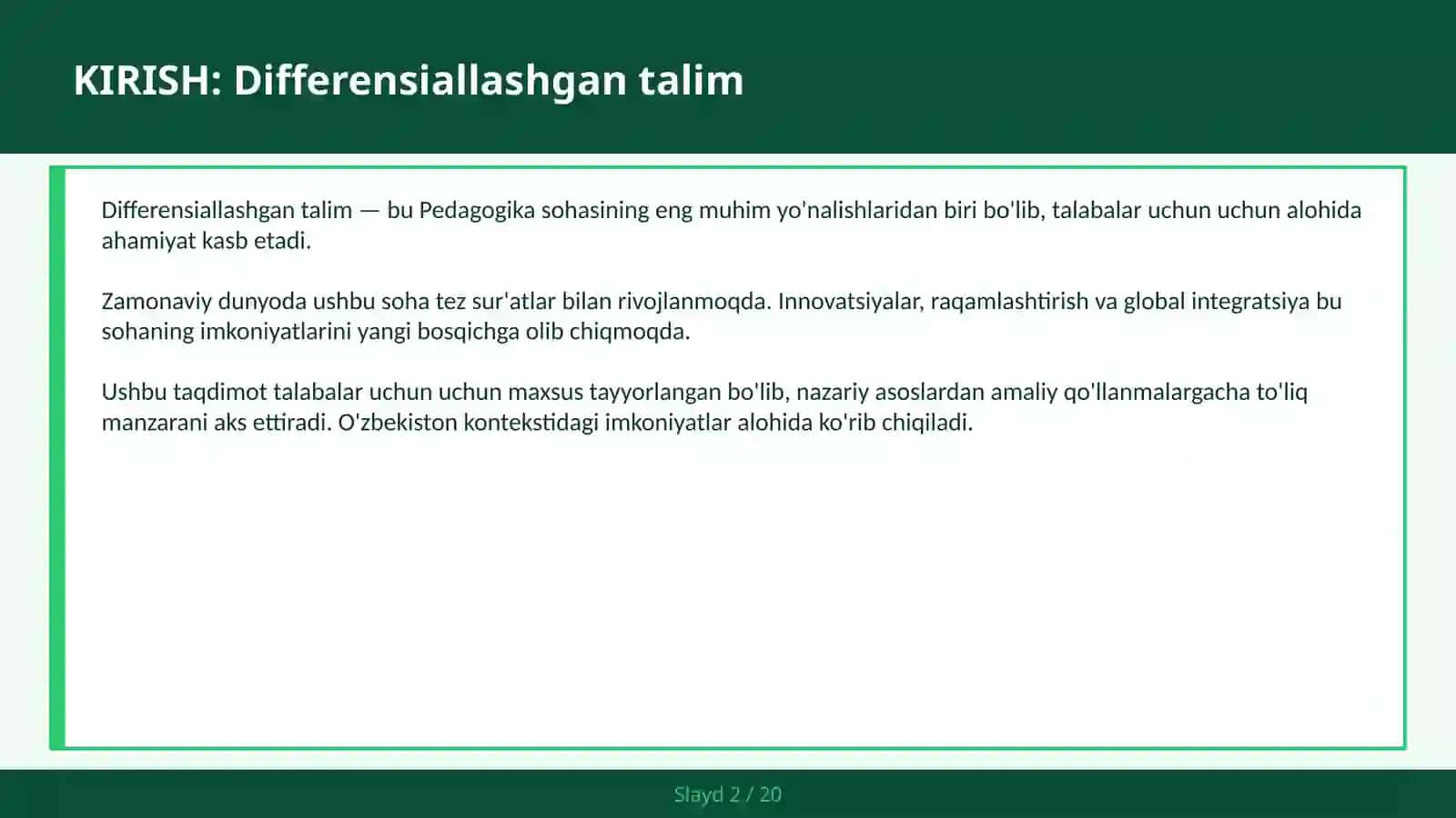 Differensiallashgan talim 2