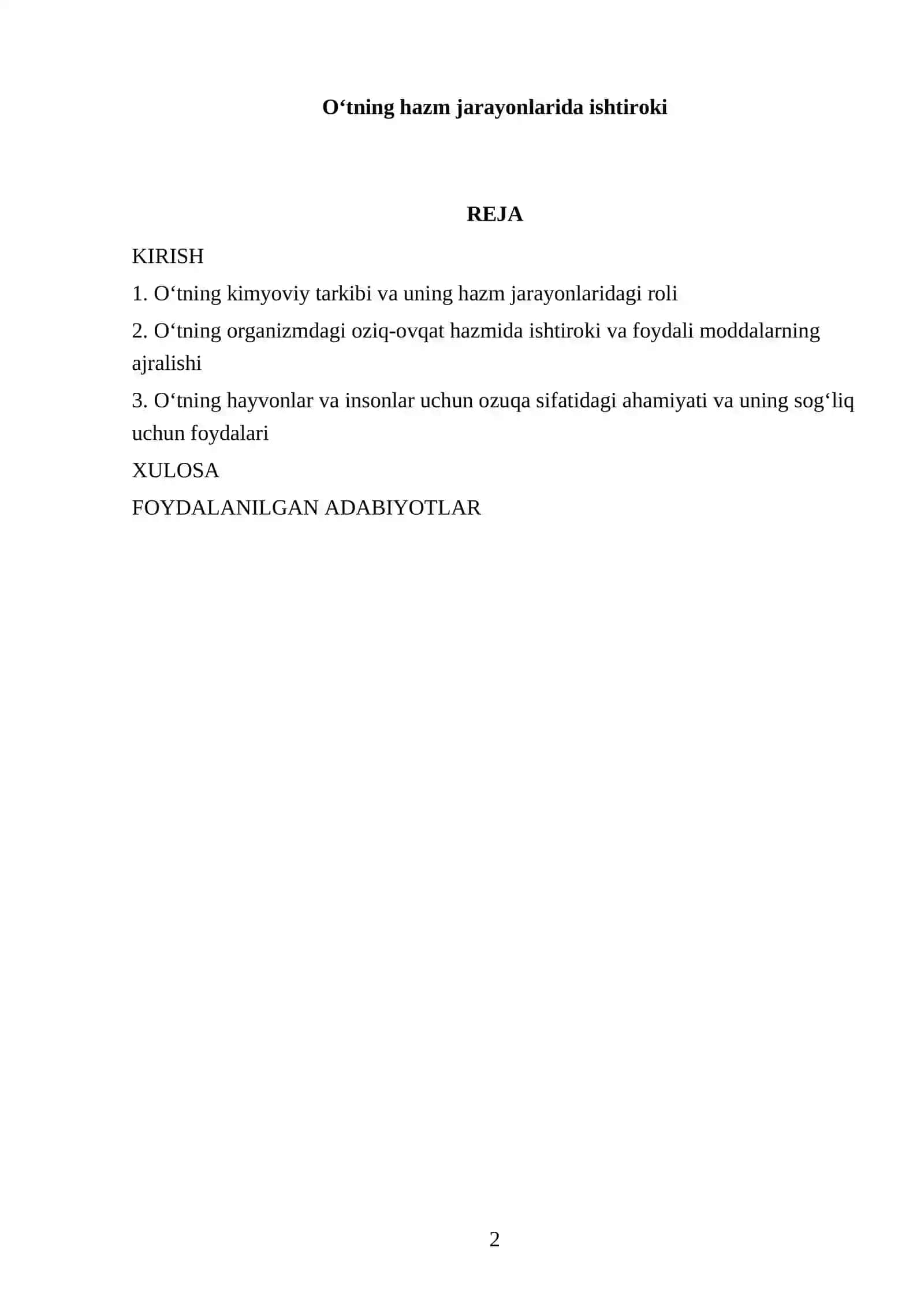 Oʻtning hazm jarayonlarida ishtiroki 2