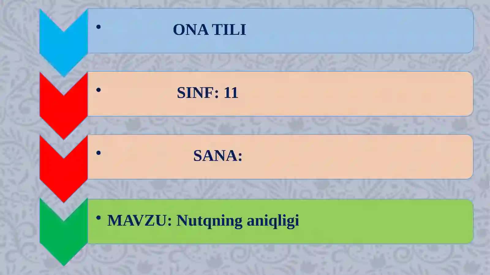 11-sinf Ona tili fanidan Nutqning aniqligi mavzusida dars ishlanma 2