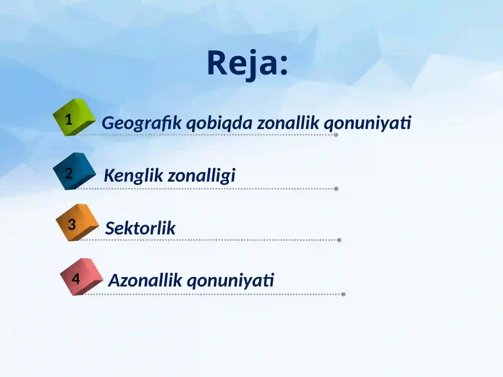 Geografik qobiqning kenglik zonalligi va sektorligi 2