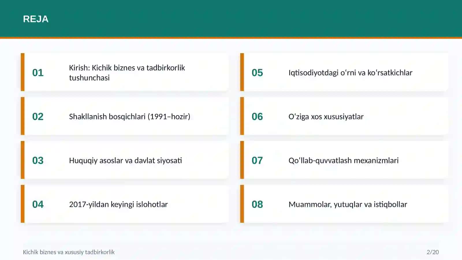Kichik biznes va xususiy tadbirkorlik 2