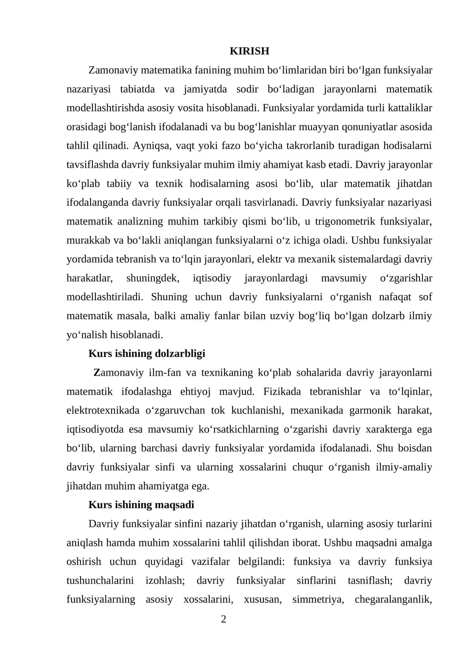 DAVRIY FUNKSIYALAR SINFI VA ULARNING XOSSALARI 2